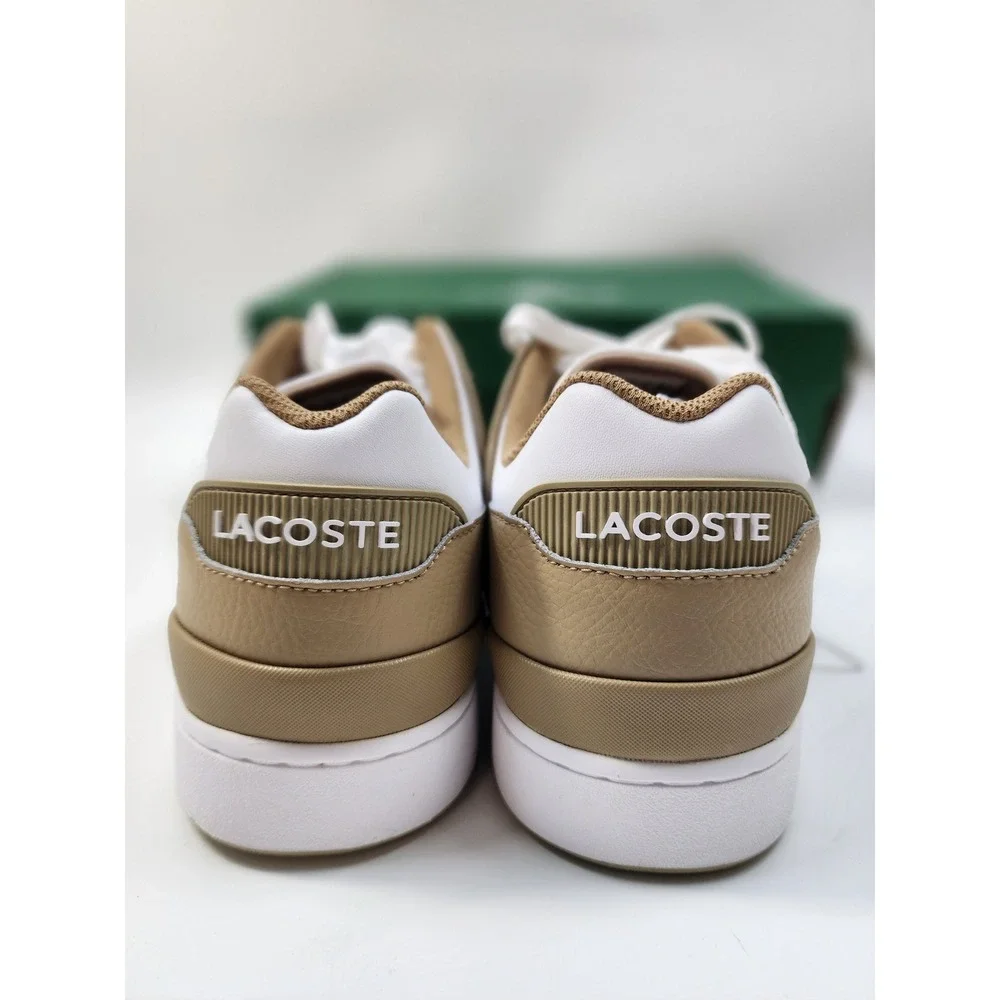 Lacoste Court Cage 224 1 Mens White Tan Leather Sneakers 748SMA0016BW8 Size 12
